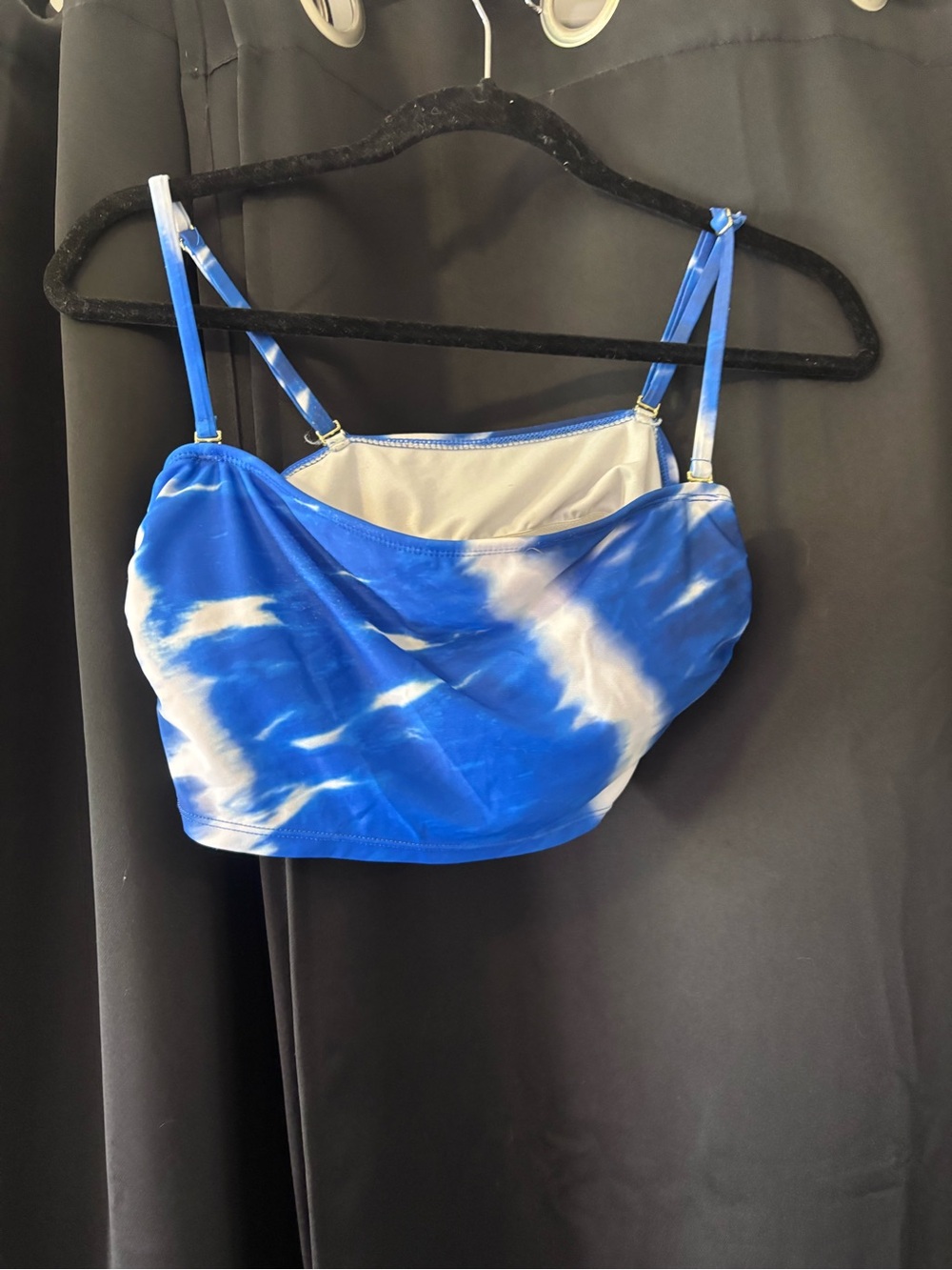 Blue Tie-Dye Bralette Swim Crop Top - Women Intimates